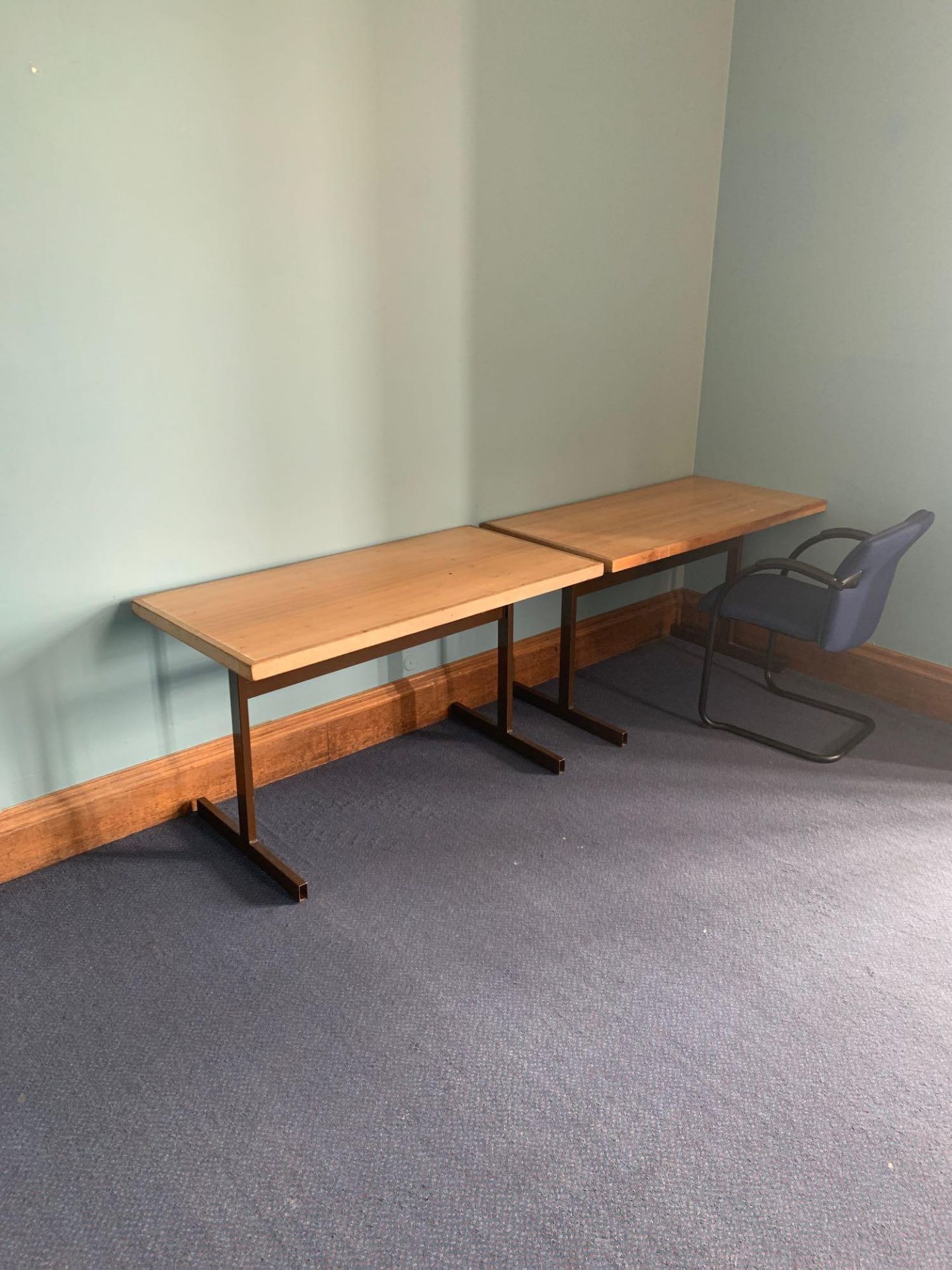 7 x Wood Top Meeting Tables With Metal Base 1200 x 610 x 710mm - Image 2 of 2