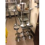 9 x Brushed Stainless Steel Wine And Champagne Bucket Stand