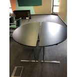 5x Burgess Furnitures Black And Chrome Conference Half Circle Tables 1500 x 750 Mm