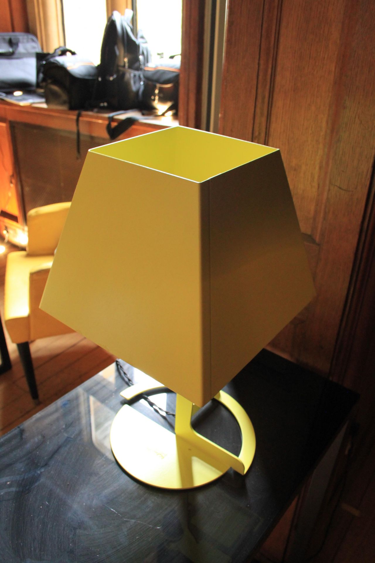 A Pair Of FOLD Table Lamps By Alexander Taylor Established & Sons Yellow Metal Lamps H450mm, Shade