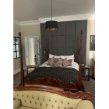 Mahogany Four Poster Antique French Style Bed With Cluster Column Posts With Carved Finials And