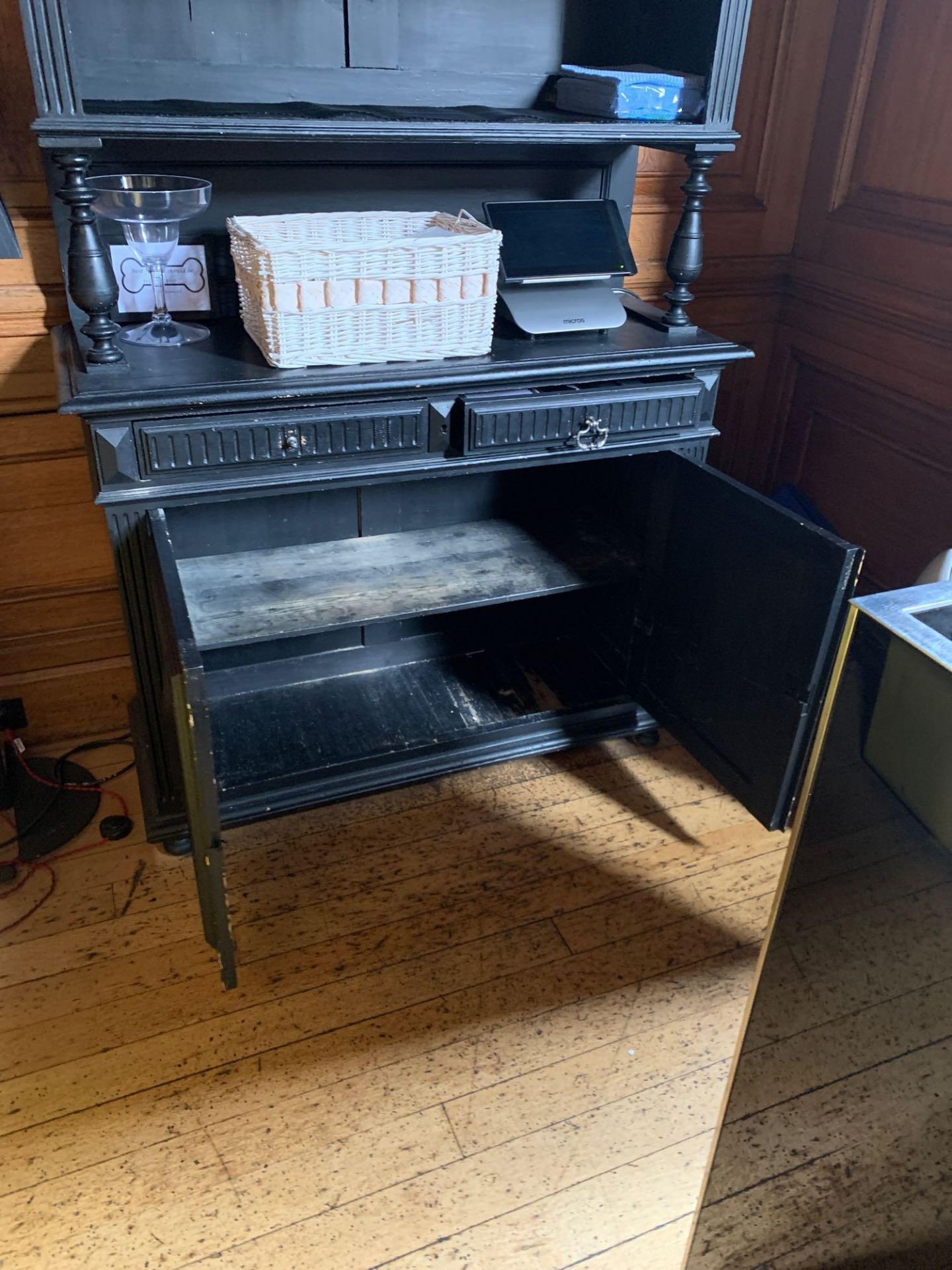 Black Wooden Dresser Display Cabinet Two Door Two Drawer With Over Shelves 120 x 50 x 234cm - Image 3 of 4