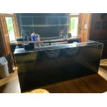 Cantilever Bars Stainless Steel And Black Glass Counter With Workstation Behind To Include Ice