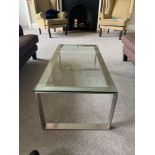 Stainless Steel Coffee Table With Glass Top 100 x 50 x 36cm
