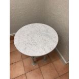 Marble Top Table With Scaffold Type Cast Pipe Base 55 X 62cm