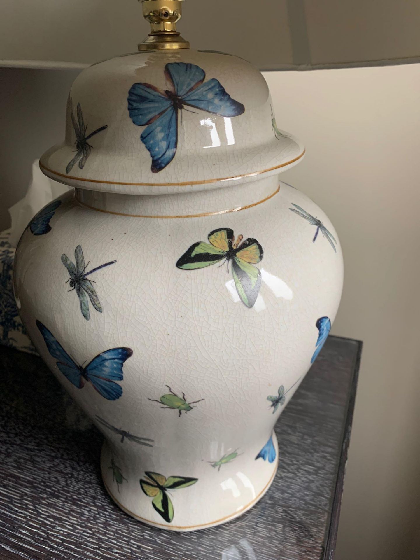 India Jane Ceramic Table Lamp With Butterflies And Bugs Design Including Shade - Image 3 of 3