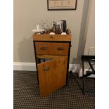 Mini Bar Cabinet Wooden With Metal Accent And Cup Handles. Including Refrigerator 50 X 47 X 85cm
