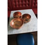 3 x Various Copper Bowls As Photographed