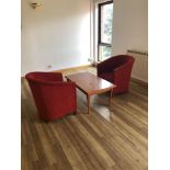 2 x Red Tub Chairs And One Coffee Table 1000 x 600mm