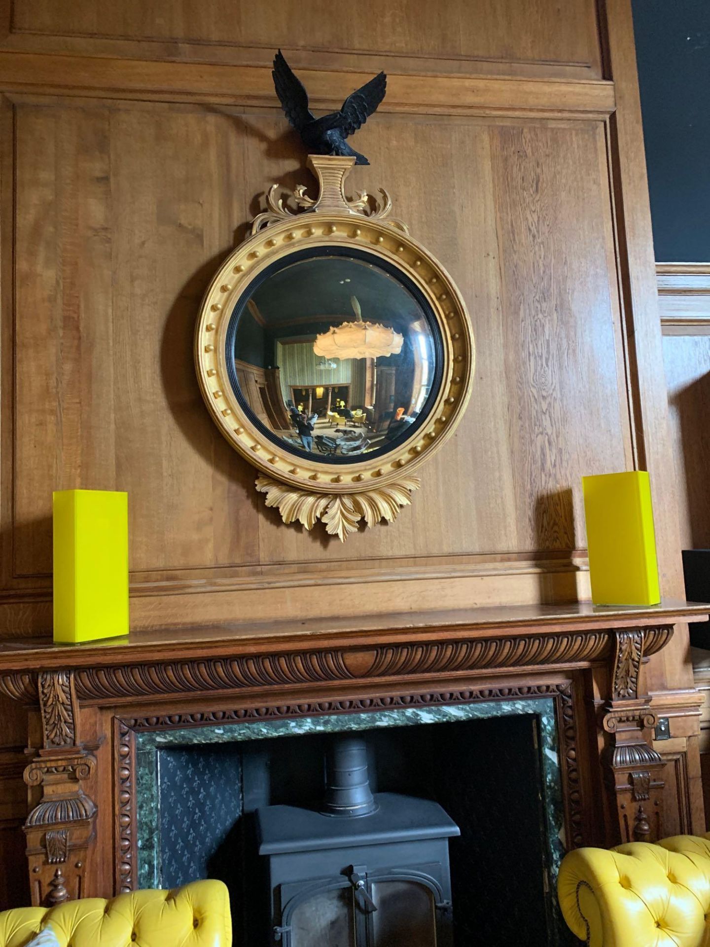 A Pair Of Keane Yellow Glass Vases 20 x 10x 45cm