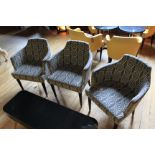 3 x Moroso Black & White Pattern Chairs Pitch 450 x 550w x 780h Mm