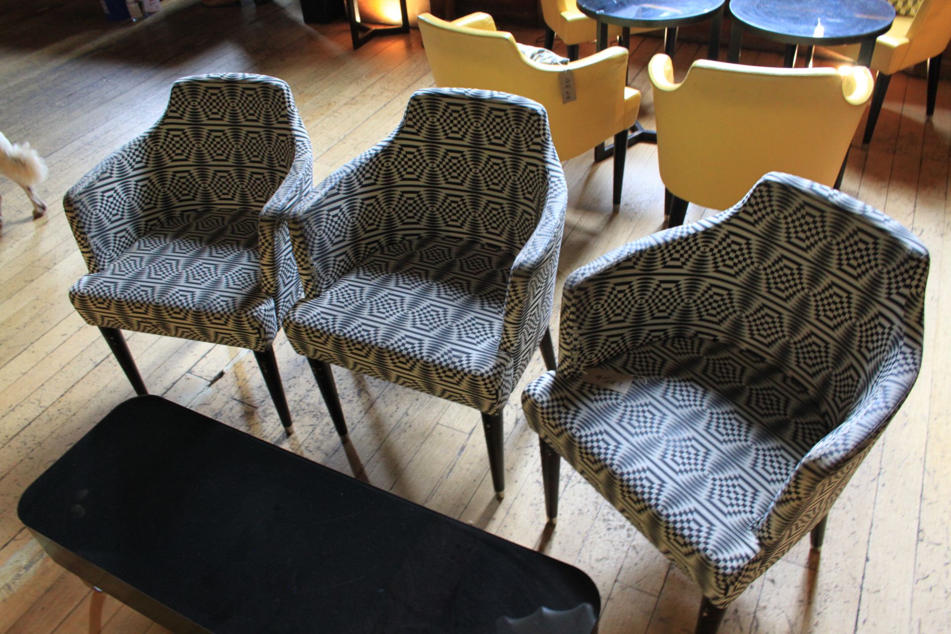 3 x Moroso Black & White Pattern Chairs Pitch 450 x 550w x 780h Mm
