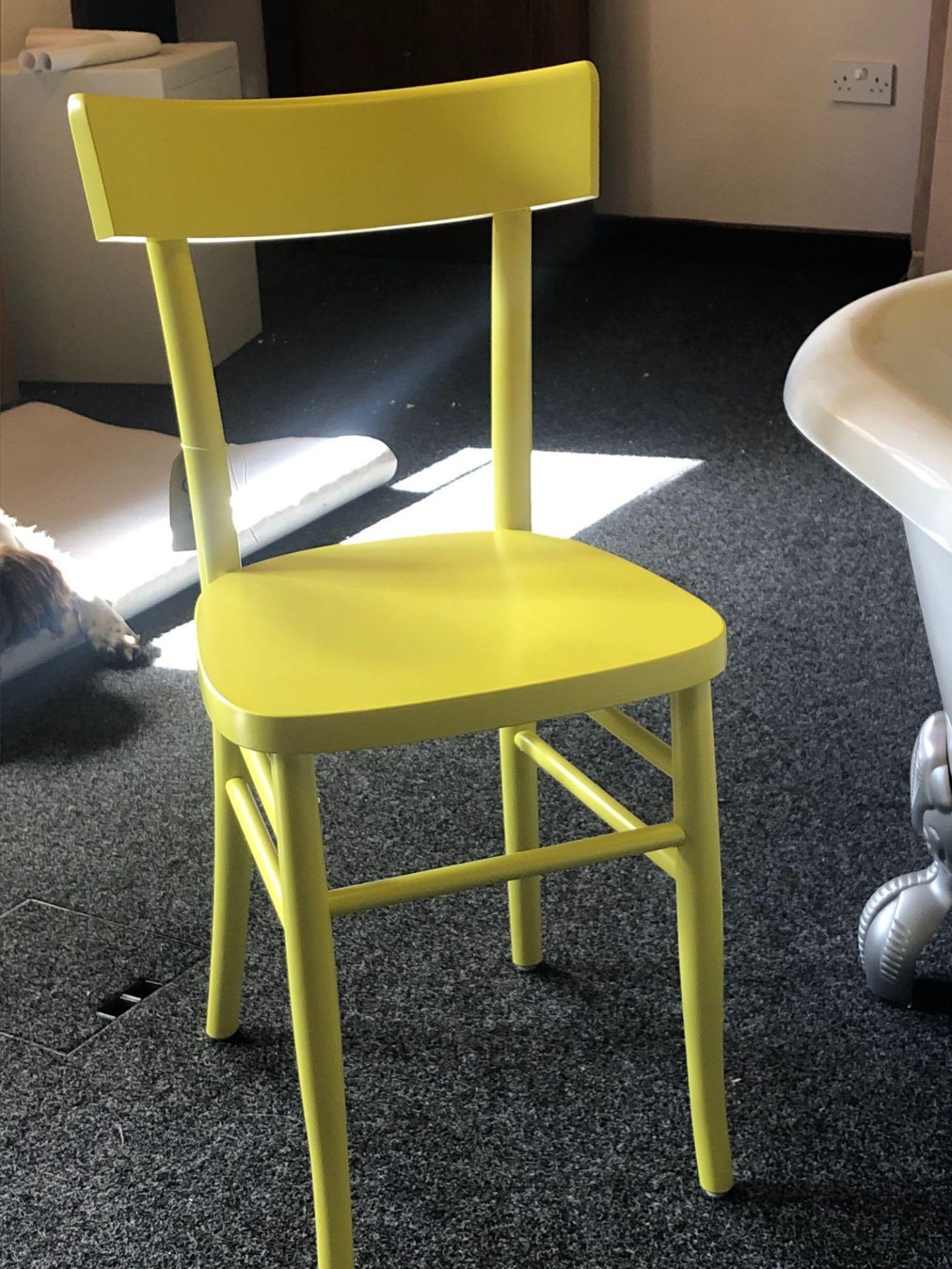 6x Andy Thornton Yellow Classic Vintage Design Cafe Chair Painted 48 x 41 x 89cm