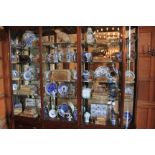 Contents Of Large Display Cabinet, Comprising Of; A Selection Of China, Collectibles,, Blue &