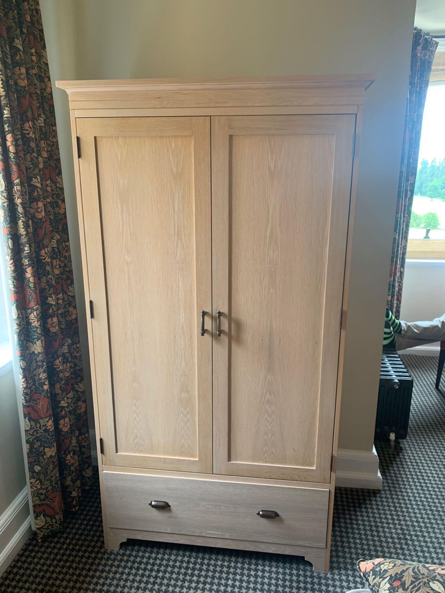 Two Door Single Drawer Limed Oak Effect Wardrobe Internally Fitted And Painted In Vibrant Colours