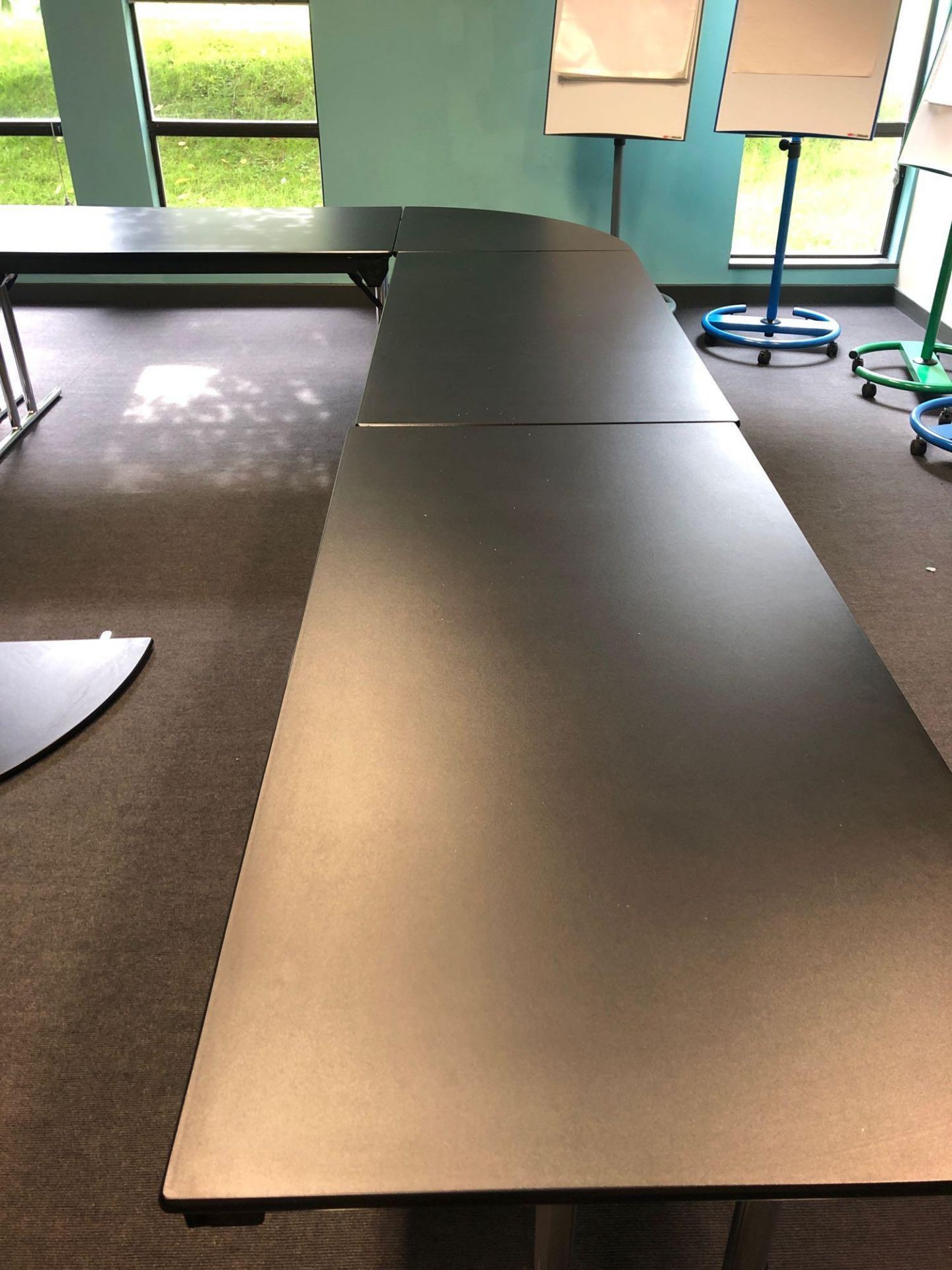 6x Burgess Furnitures Black And Chrome Conference Tables 1500 x 750 Mm