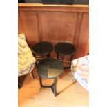 3 x Black Wooden Round Side Tables With Glass Top 400 x 600mm