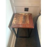 Belgrade Nightstand Side Tables Steel Frame With Reclaimed Antique Finish Painted Plank Top.40 x