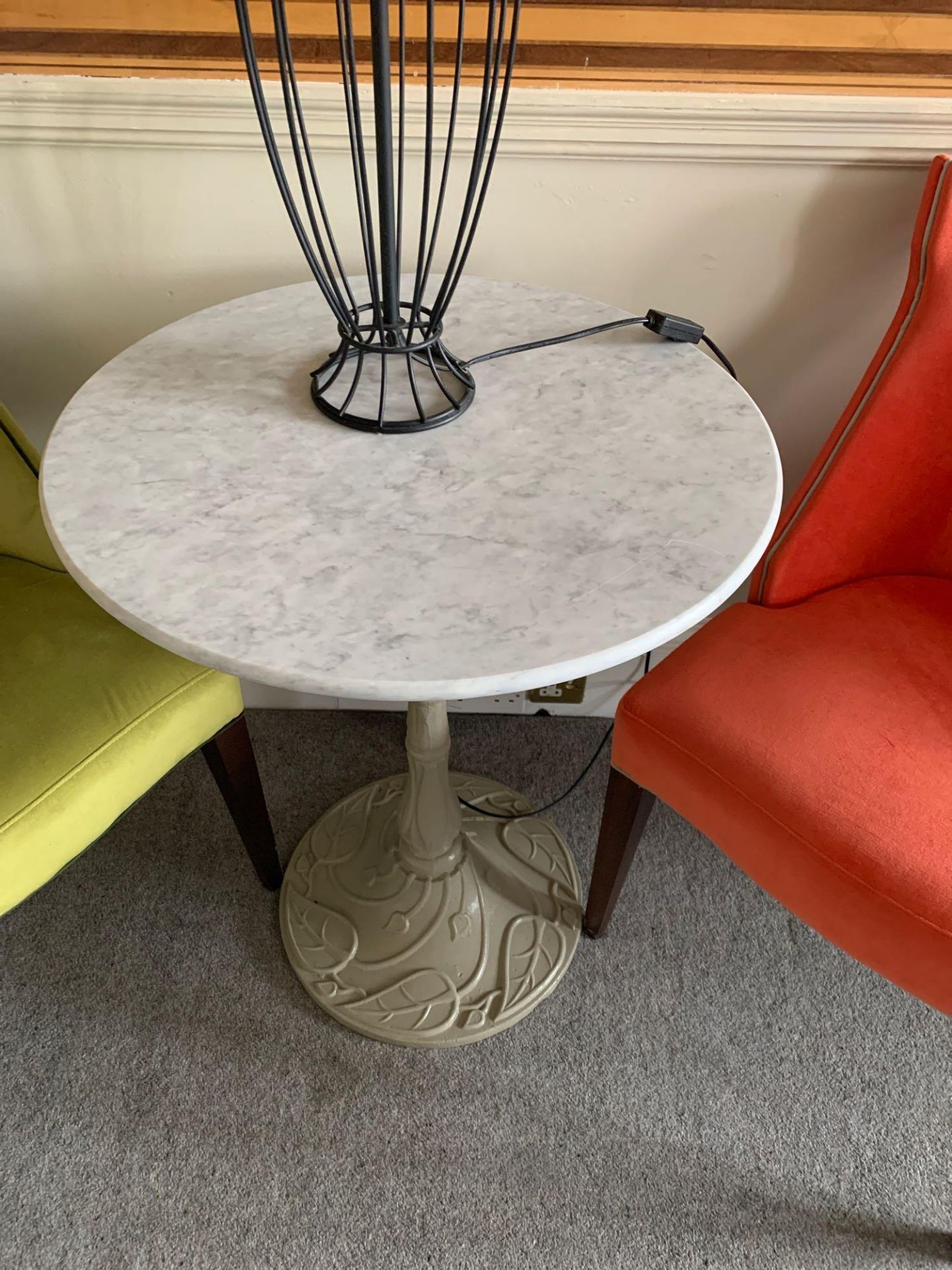 Round Cast Iron Table With White Marble Top The Base Painted Nouveau Table Base In Cast Iron 60 X - Image 4 of 4