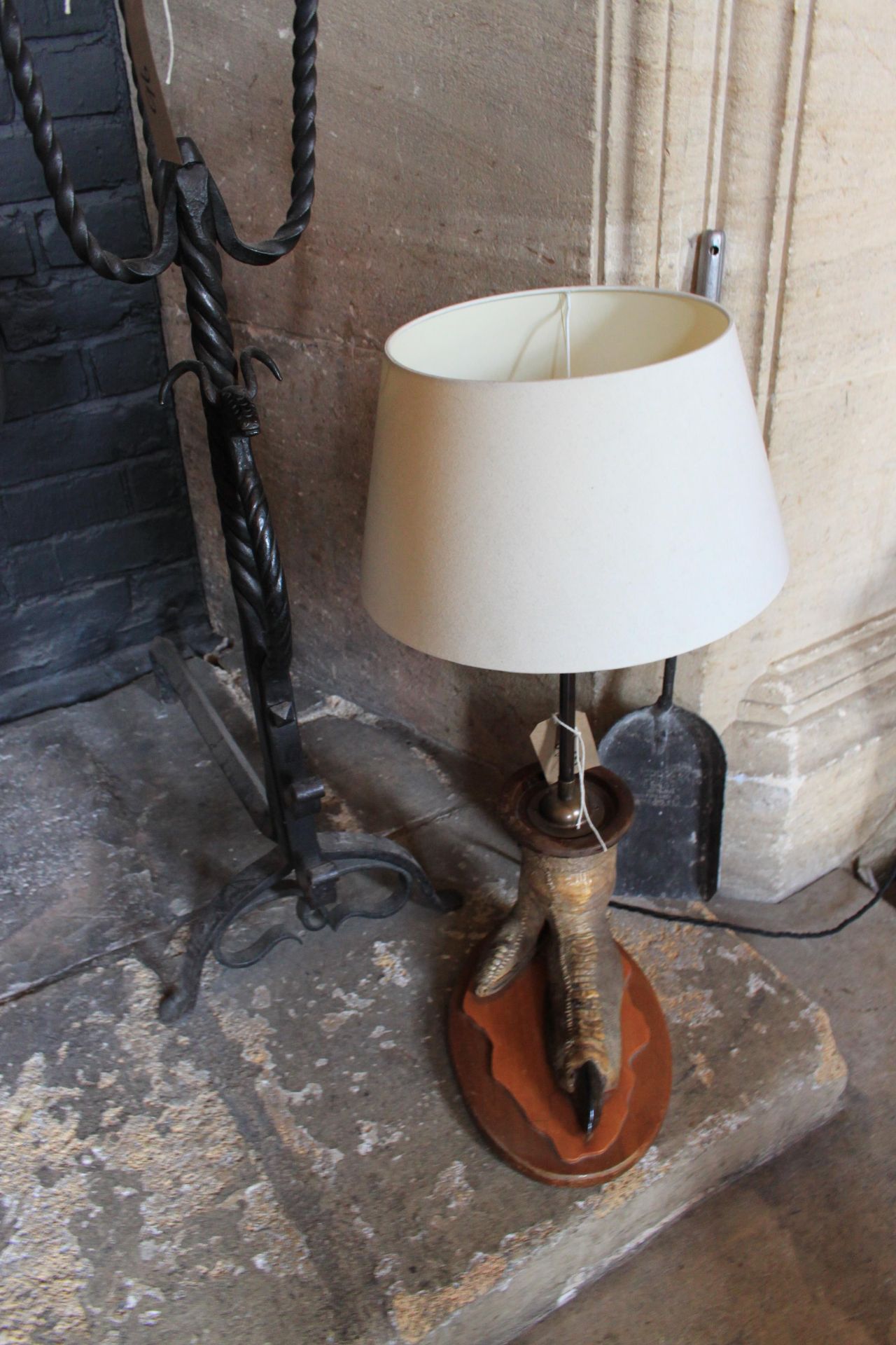 Early 20th Century Taxidermy Ostrich Leg Lamp On Wood Base 600 (H)