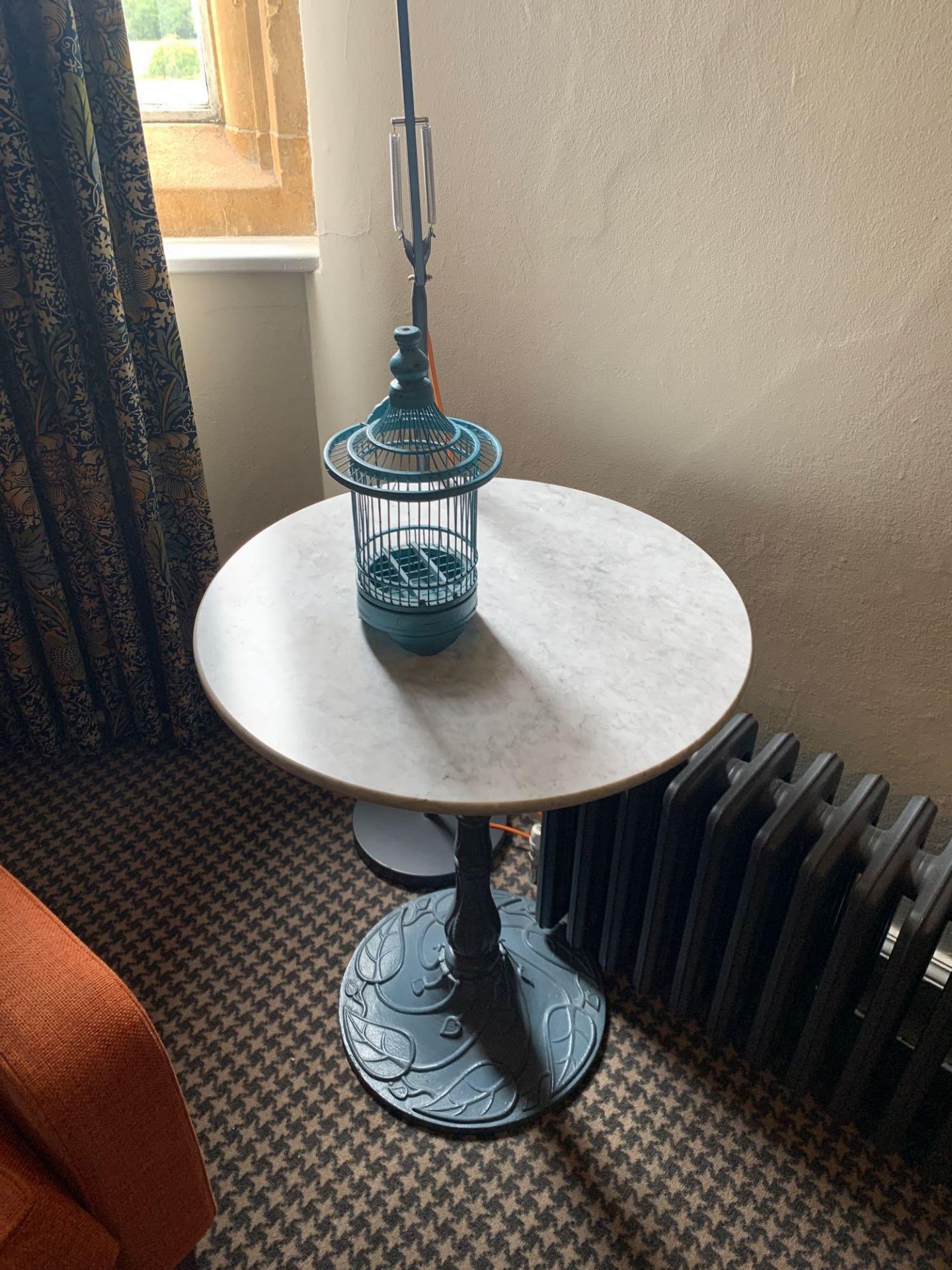 Round Cast Iron Table With White Marble Top The Base Painted Nouveau Table Base In Cast Iron 60 X