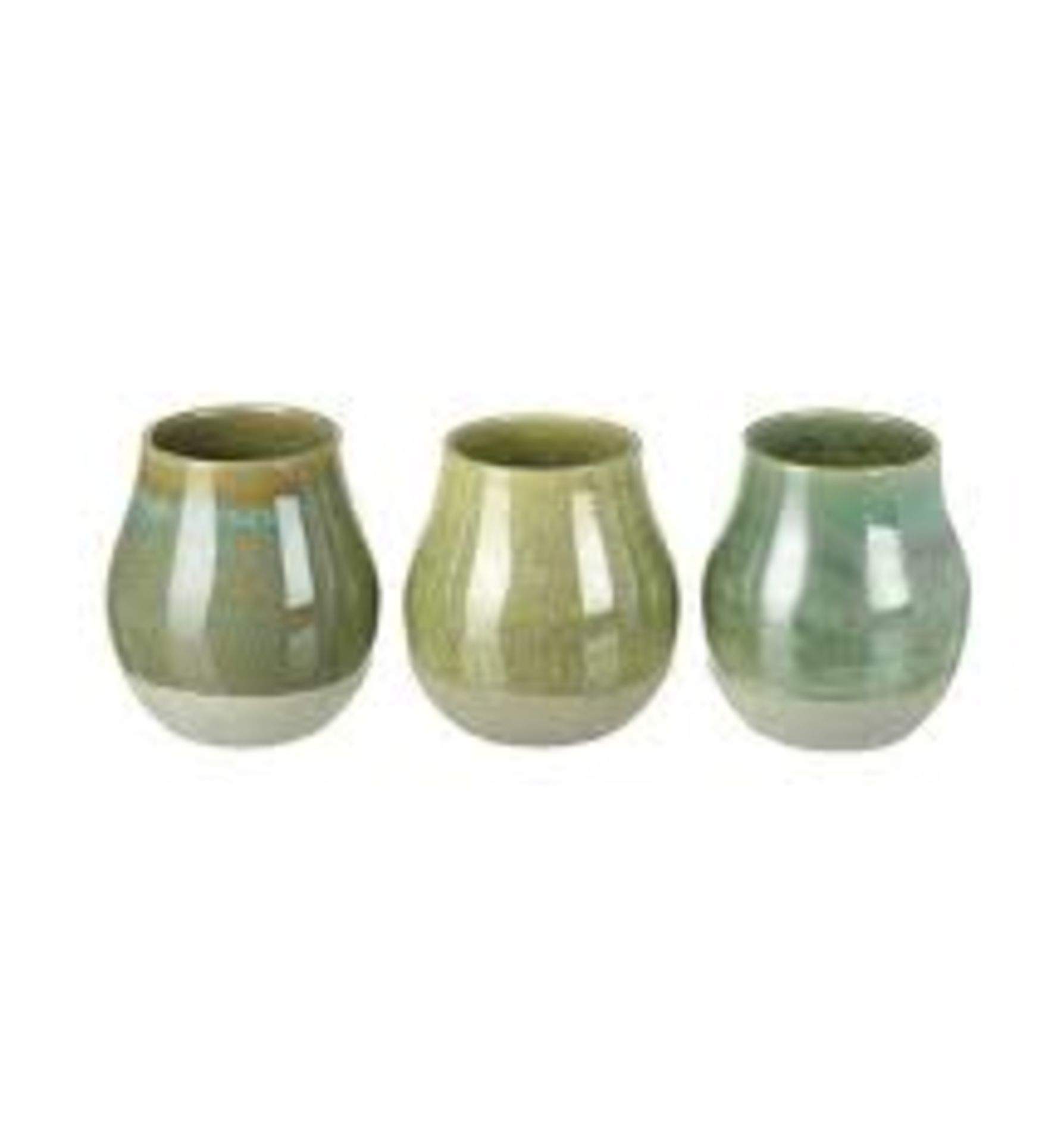 Dales Ceramic Vase Set of 3 Green 140x125mm (6pk) (5011745420256) - Image 2 of 2