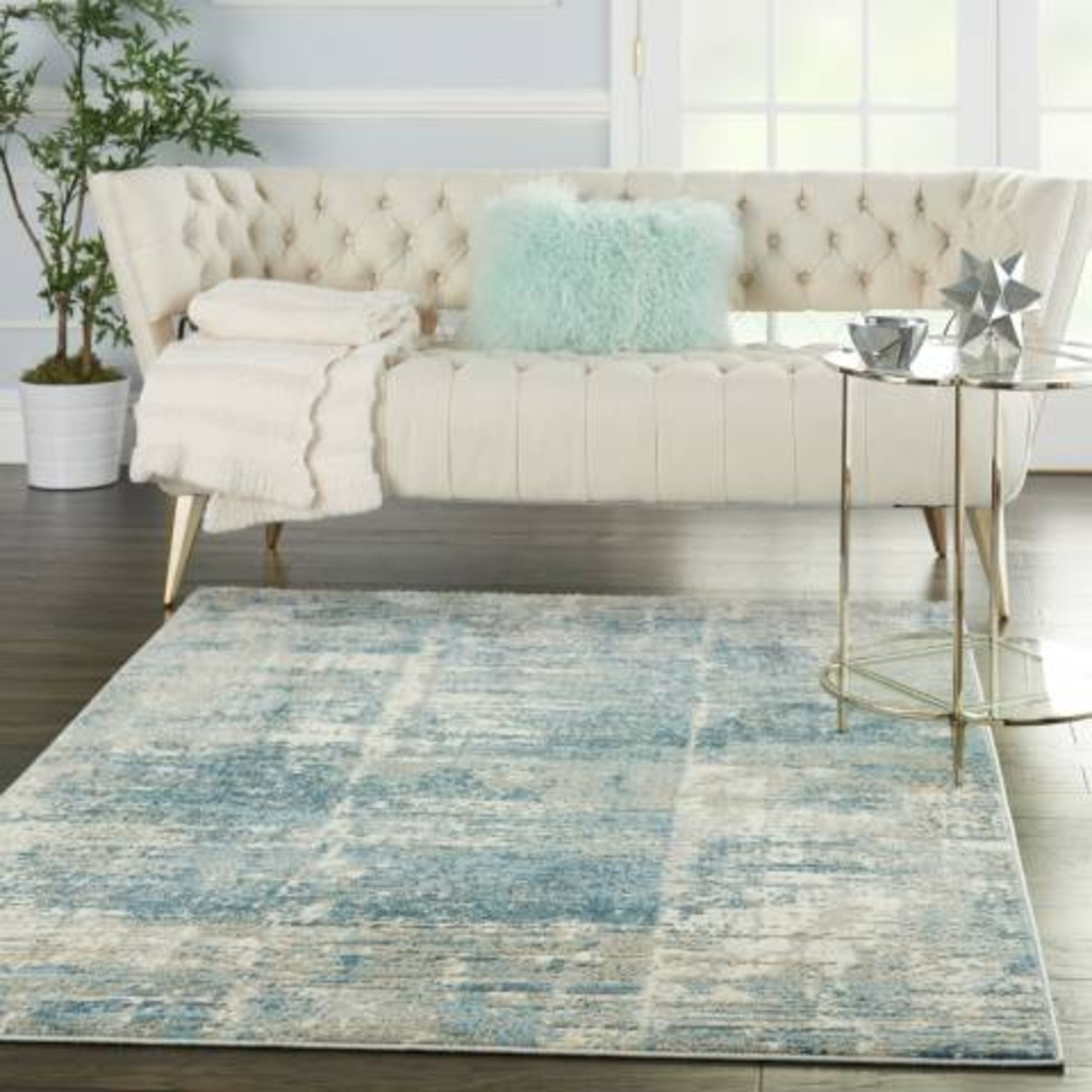 Ivory/Grey/Blue Solace Rug Sumptuous shadings of cool neutral tones in captivating abstract - Image 2 of 4