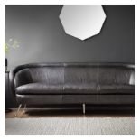 Tesoro Sofa Black Leather Contemporary sofa with mid-century inspiration, perfect for adding