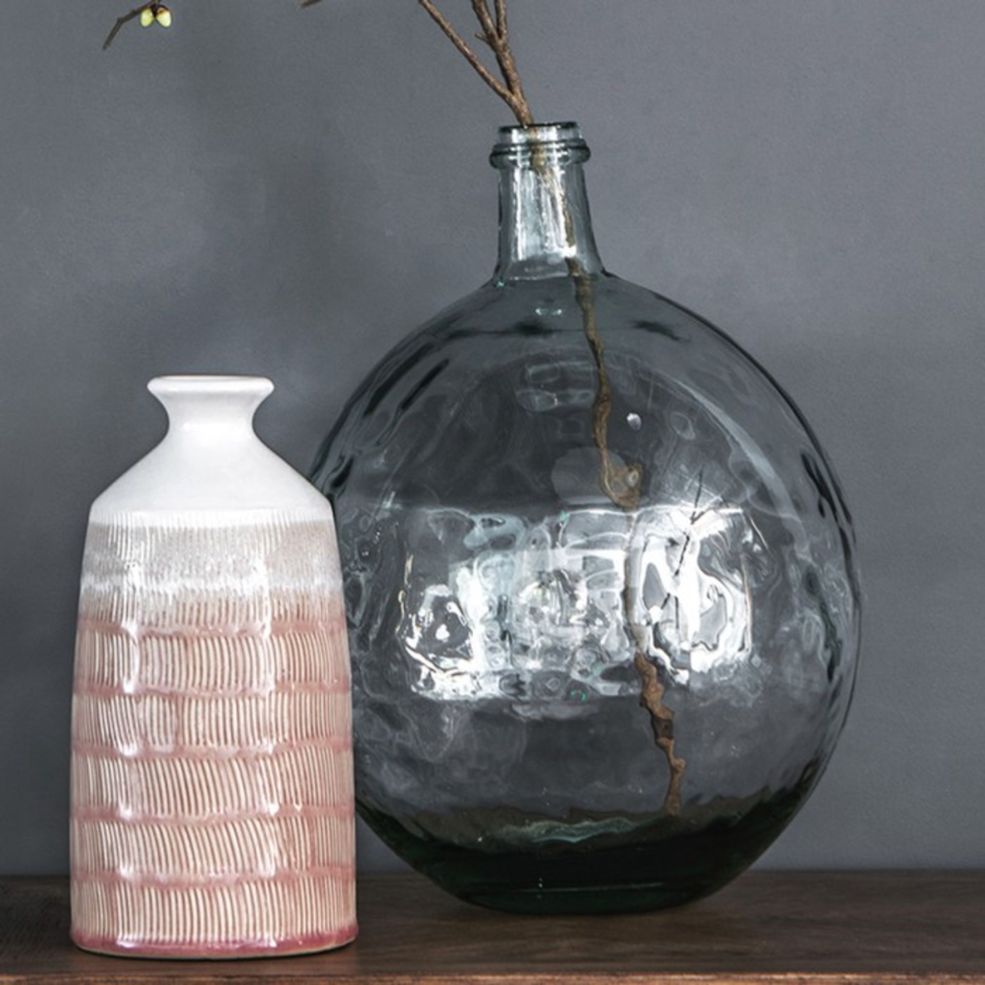 Mambo Vase White & Pink 320x130mm (2pk) (5011745878057)