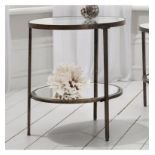 Hudson Side Table Striking round companion table in an aged bronze finish 50 x 50 x 60cm (A6/