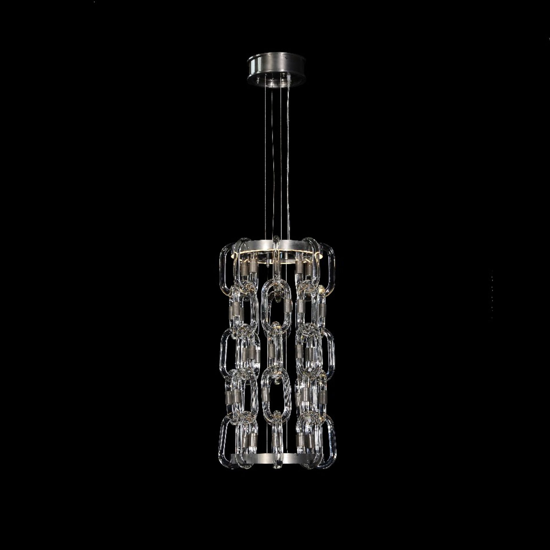 Crystal chain pendant Visually strong yet delicate, this contemporary statement pendant is fashioned