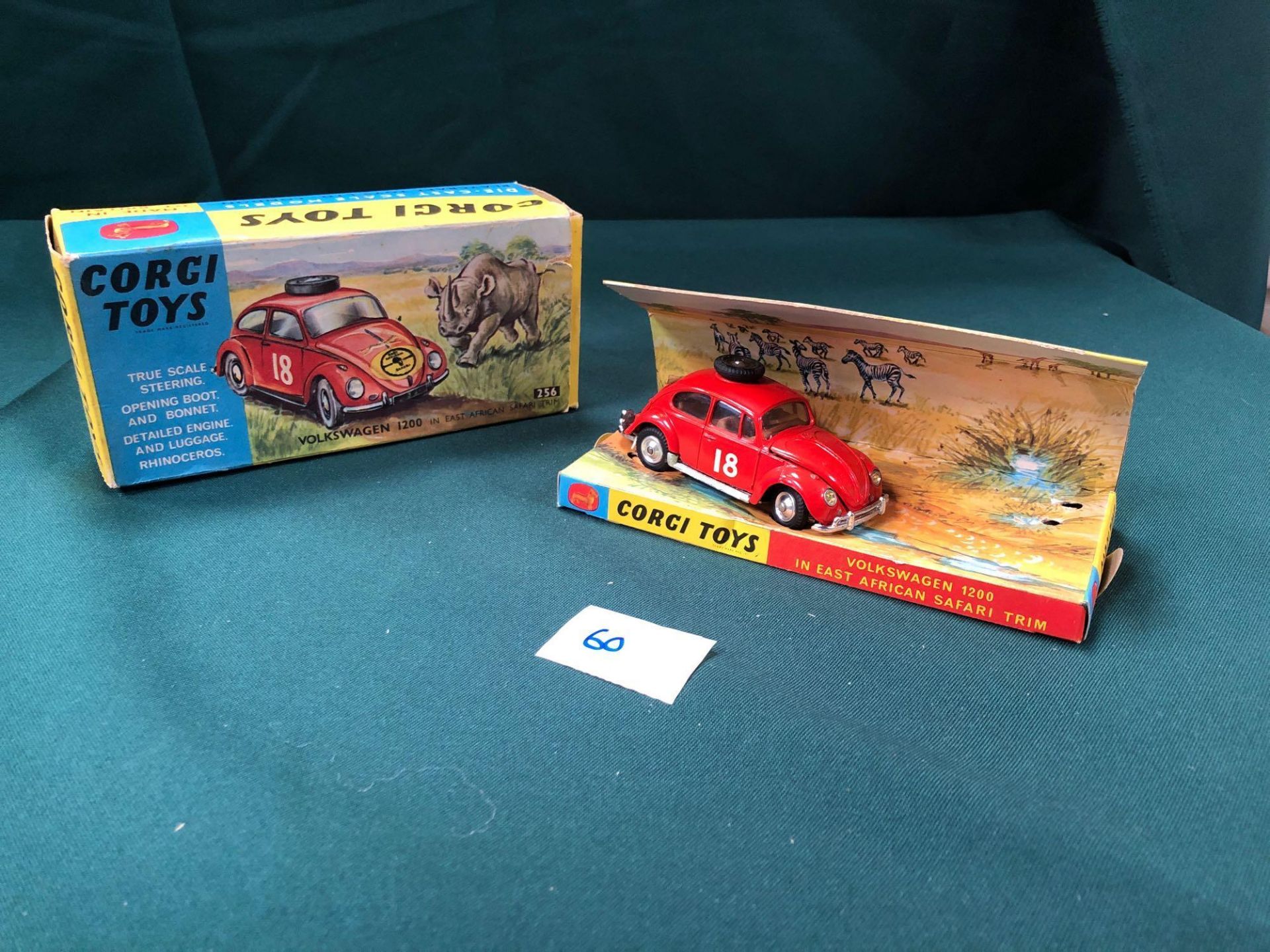 Mint Corgi Toys Diecast 256 Volkswagen 1200 In East African Safari Trim With Enough Packaging In A