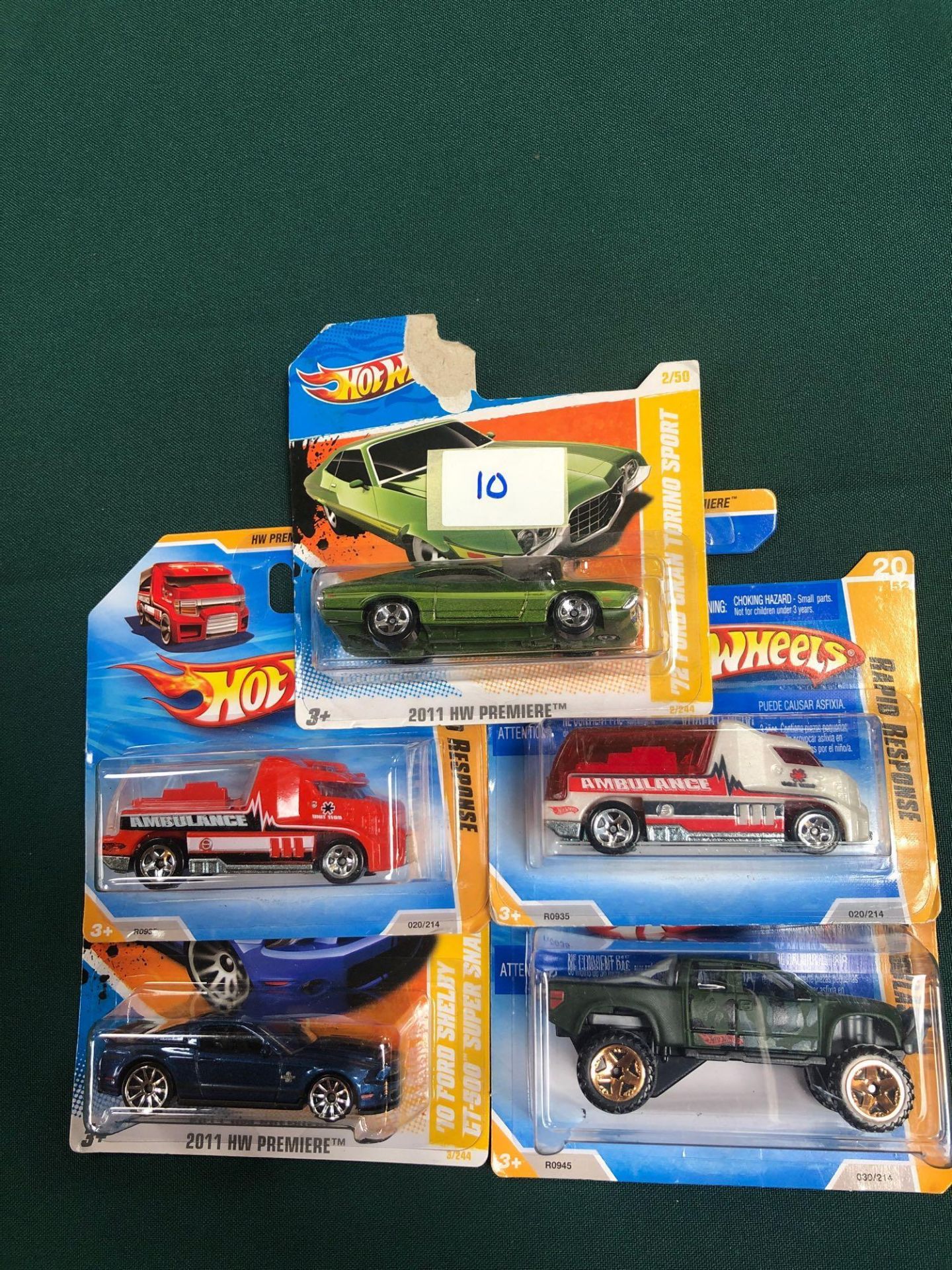 5x Hot Wheels HW Premier Diecast Vehicles - On Unopened Card, Comprising Of; #2/5072 Ford Gran