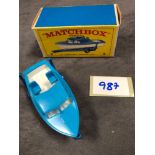 Mint Matchbox Series Lesney Diecast #9 Cabin Cruiser And Trailer In Excellent Box