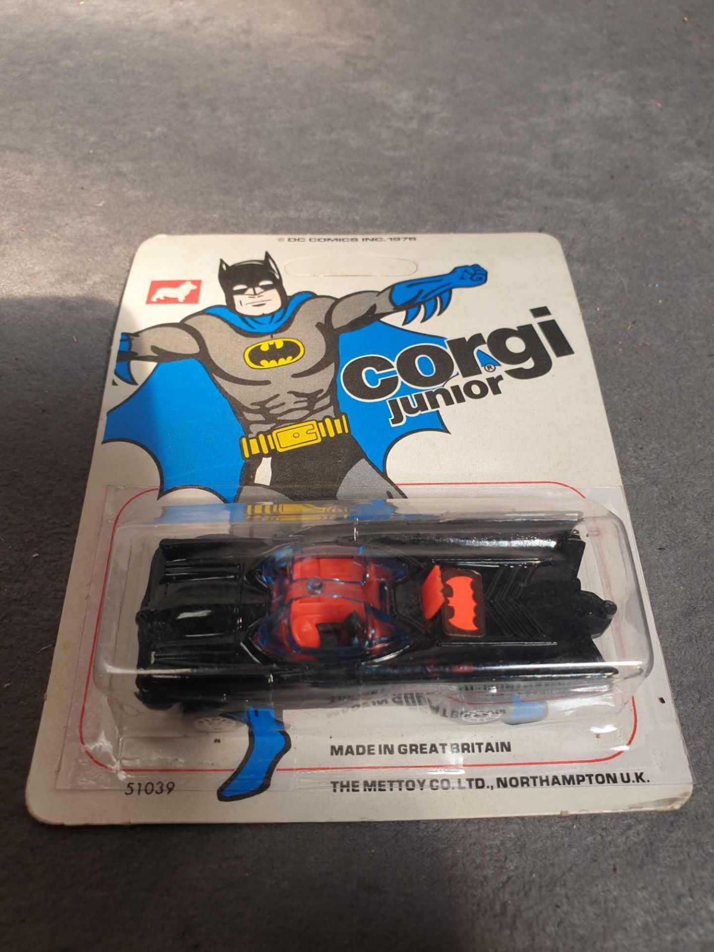 Mint Corgi Diecast Junior #69 Batmobile On Blister Card (Pack Slightly Damaged On Corner)