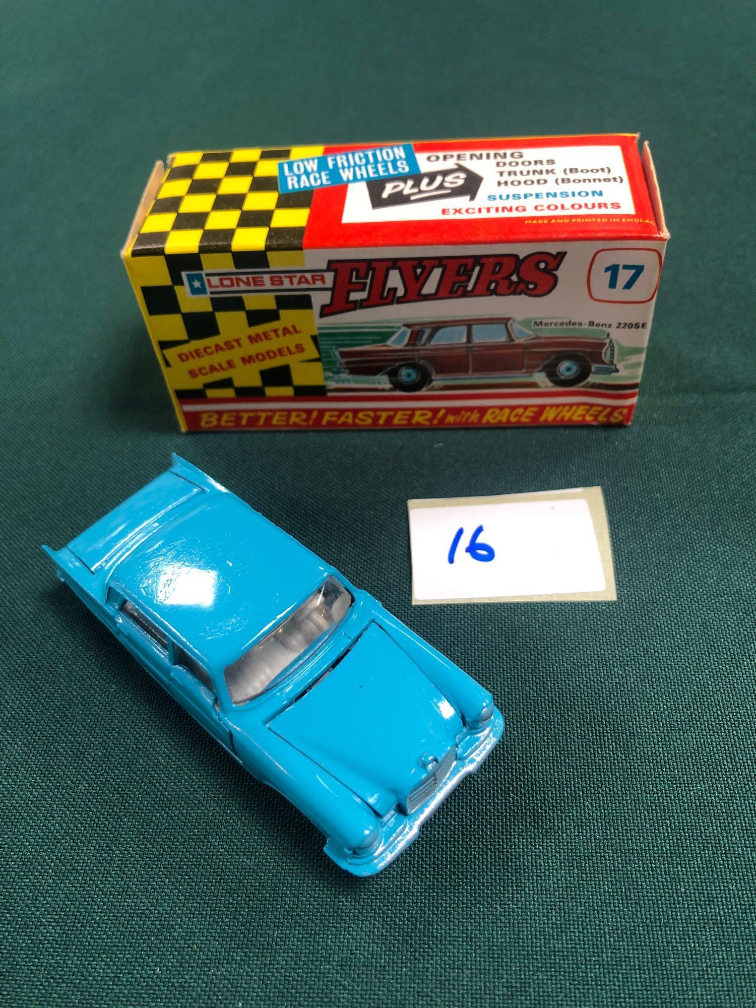 Lone Star Flyers Diecast Model #17 Mercedes-Benz 220SE In Blue With A White Interior In Box