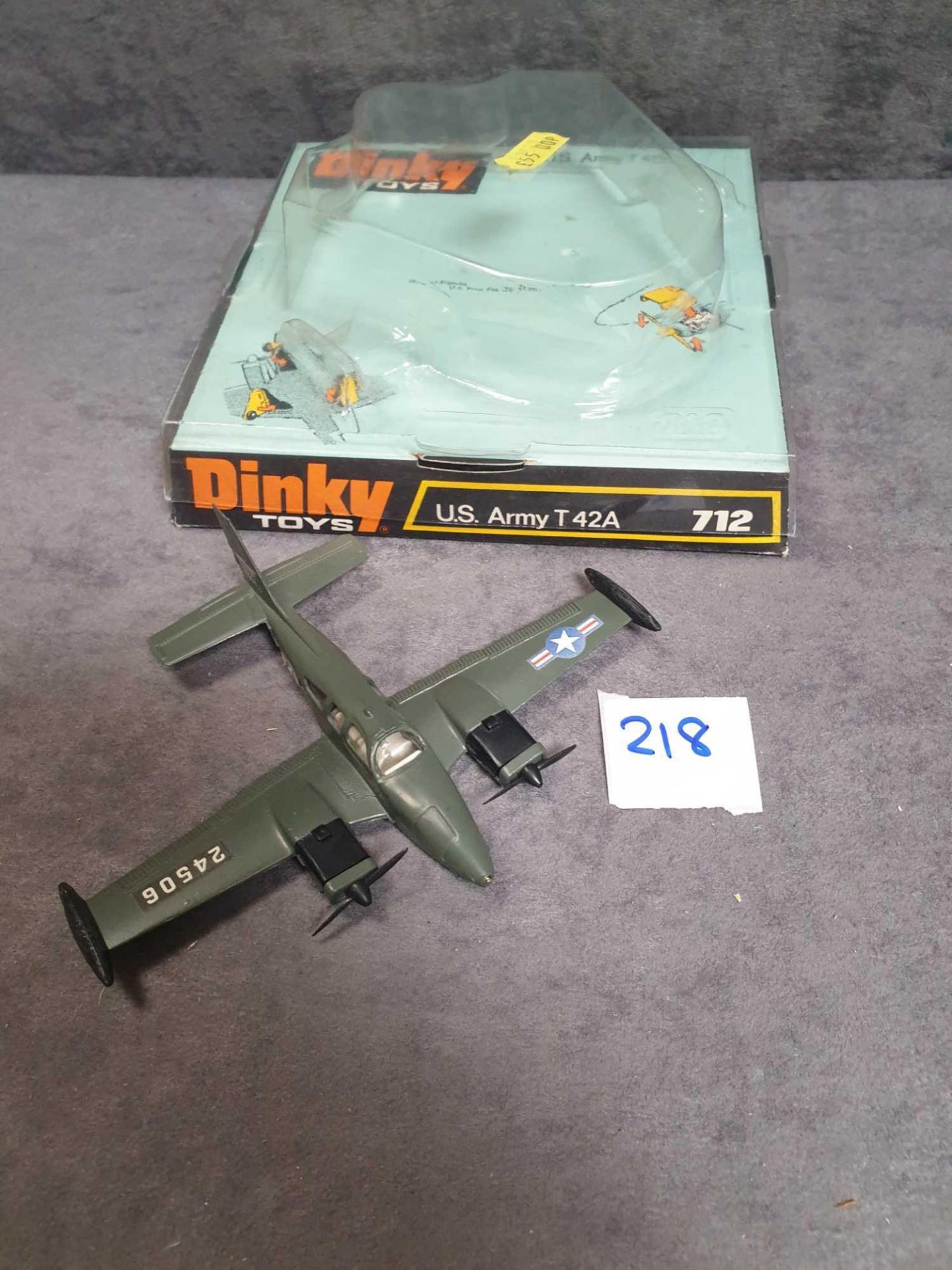 Dinky Diecast #712 US Army T42A In Bubble Packaging 1973-1976 Mint Model In Clean BP