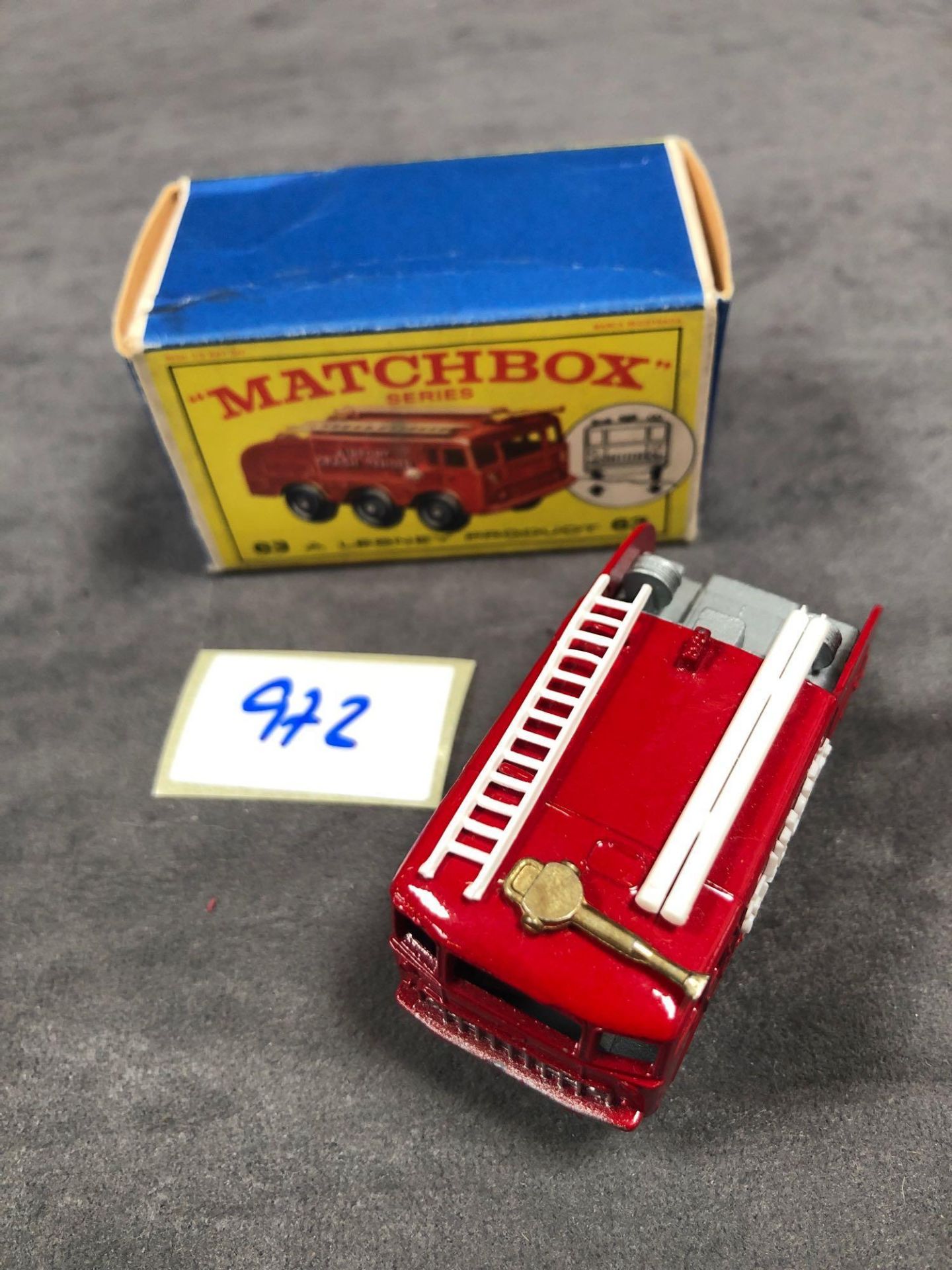 Mint Matchbox Series Lesney Diecast #63 Firefighting Crash Tender In A Very Good Box (Storage