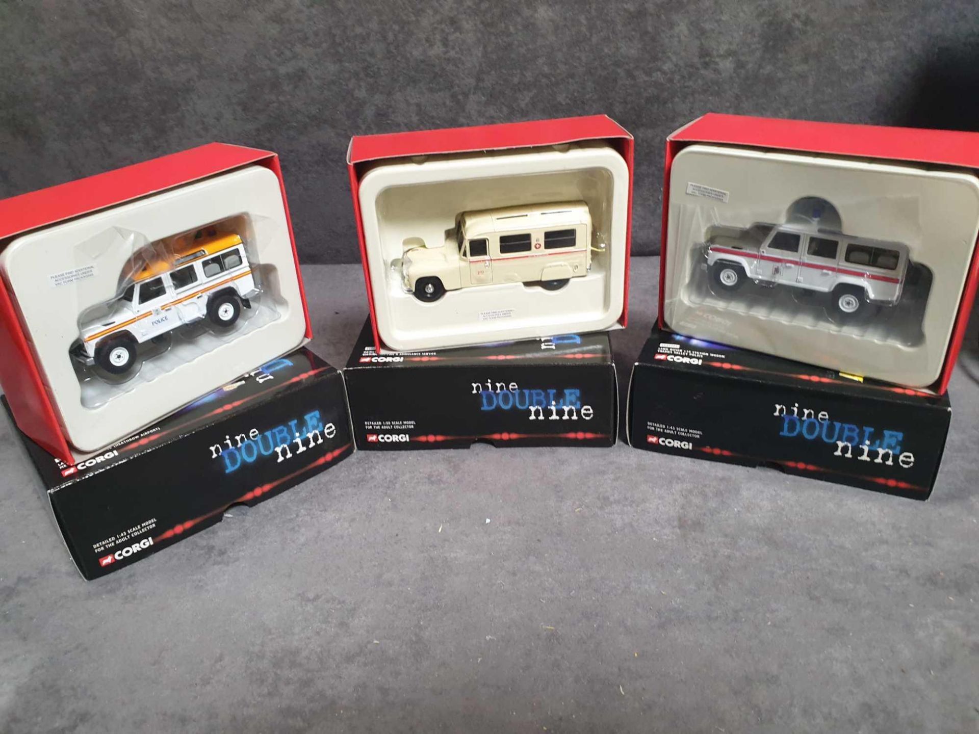 A Set Of 3 mint and sealed Corgi Classics Diecast Nine Double Nine Series Diecast Vehicles