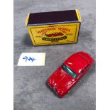 Mint Moko Lesney Matchbox Diecast #65 34 L Jaguar In Metallic Red With A Silver Base On Silver