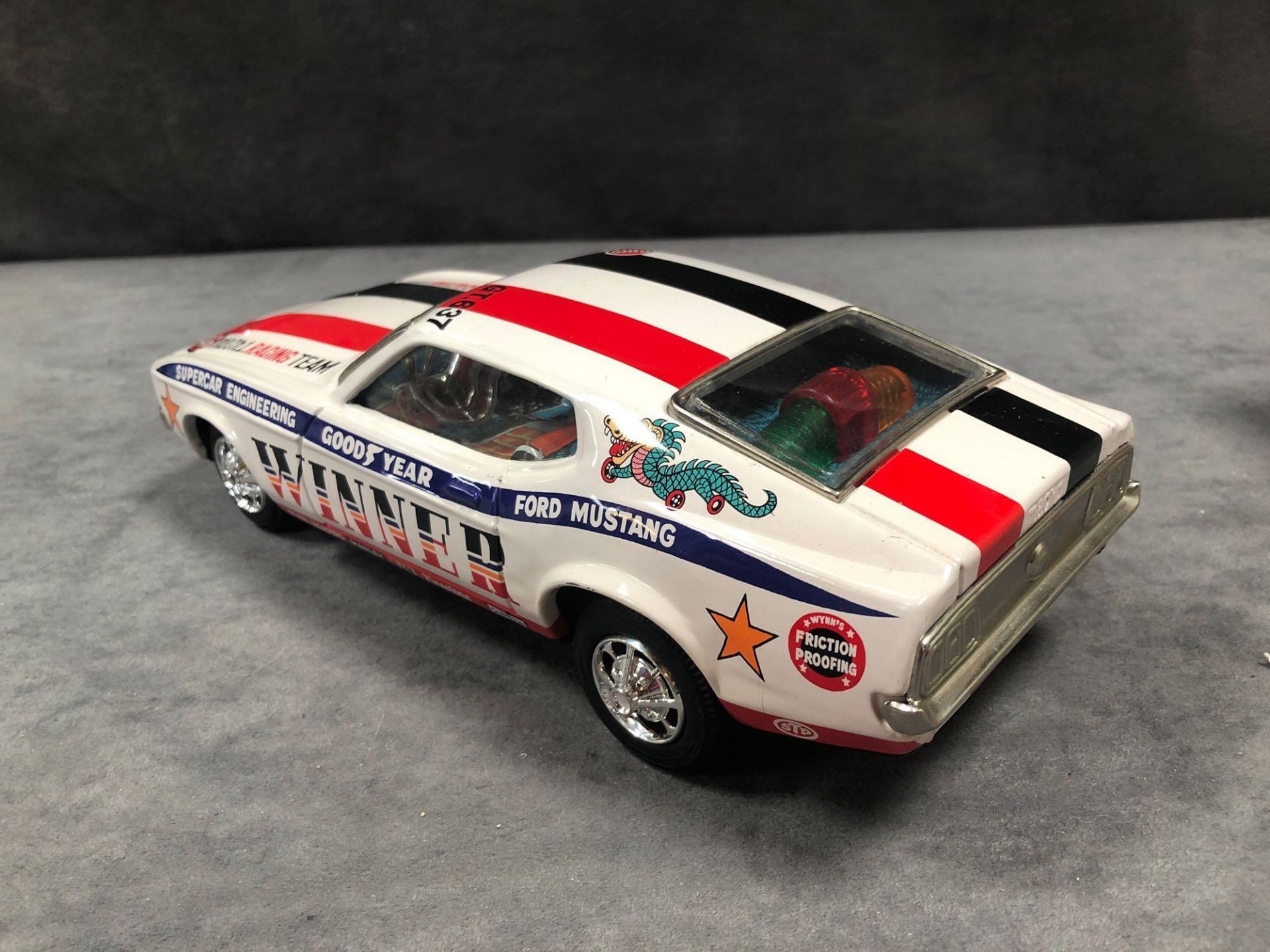 Taiyo 1972 Rusher Mach 1 Mustang Non-Fall Mystery Bump'n Go (C-624) - Image 3 of 3