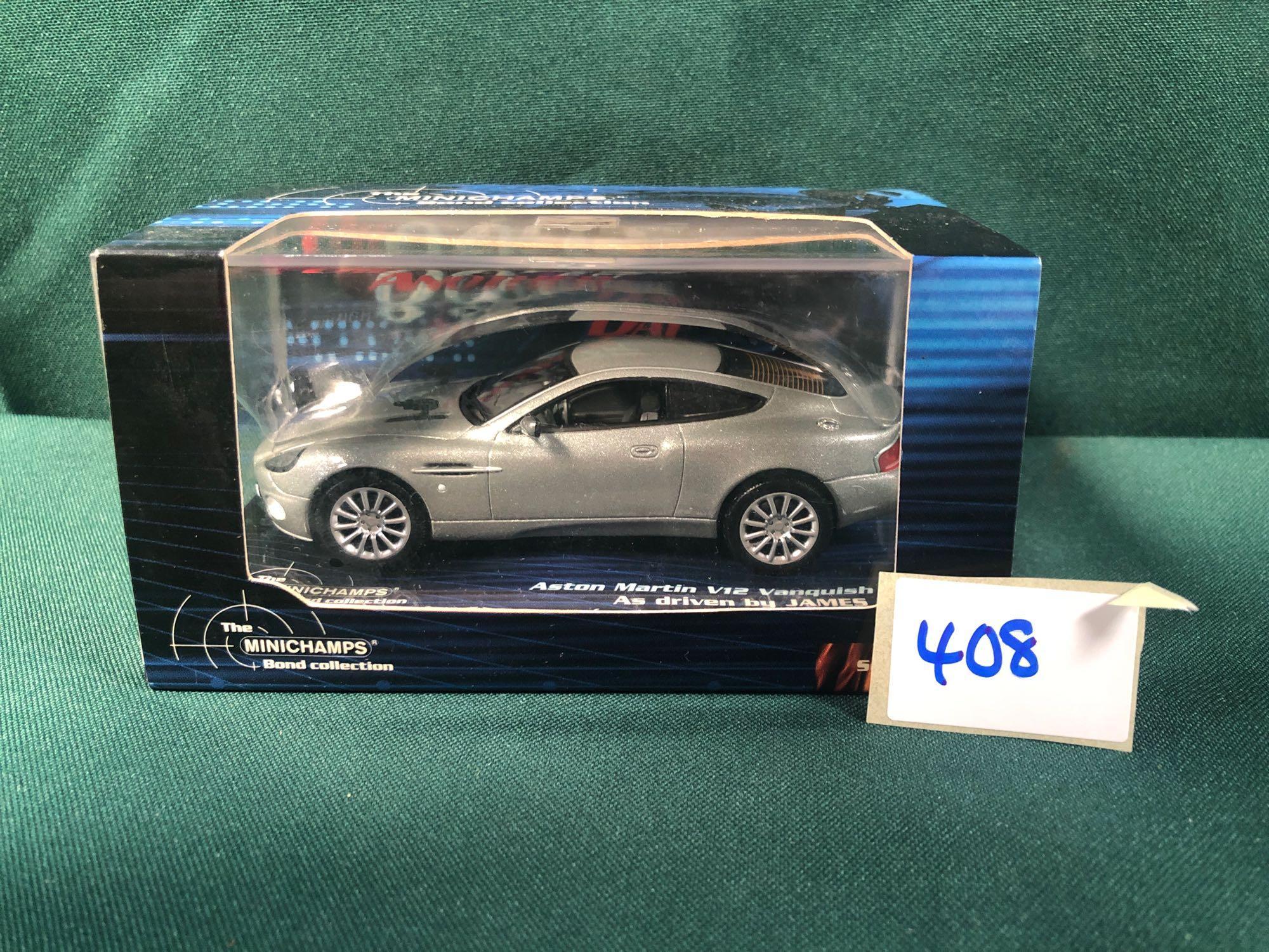 The Minichamps Bond Collection Diecast Aston Martin V12 Vanquish From Die Another Day In Display