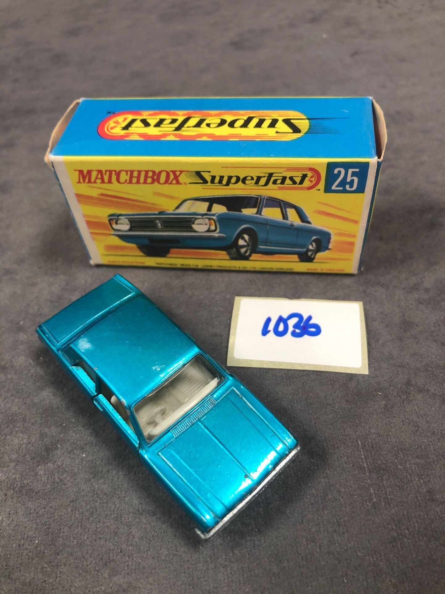 Mint Matchbox Superfast Diecast #25 Ford Cortina GT In Metallic Blue With In Crisp Box