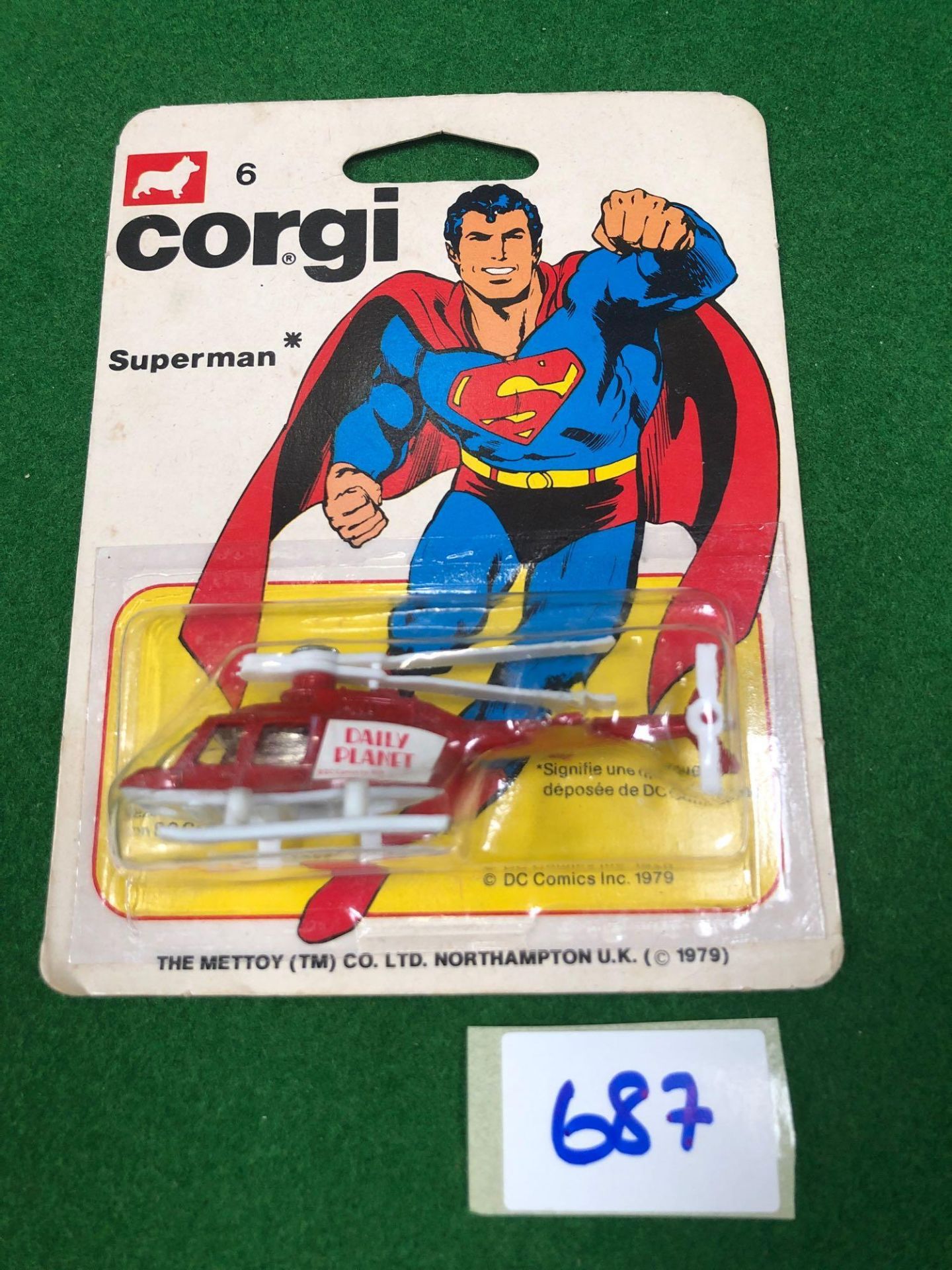 Corgi Junior #6 Diecast Superman Daily Planet Helicopter On Unopened Card