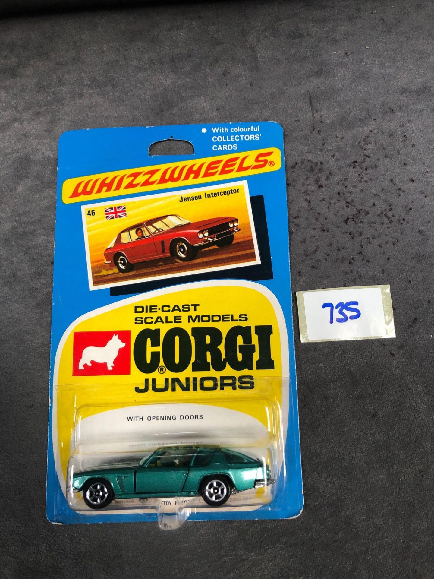 Corgi Juniors Whizzwheels Diecast #46 Jensen Interceptors In Metallic Green On Card