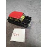 Quite Rare Corgi Diecast Unboxed #227 Morris Mini Cooper Black With Red Roof Yellow Interior 1961-