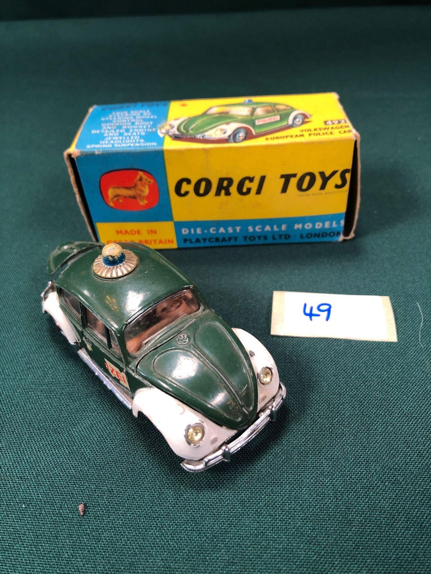 Corgi Toys #492 Volkswagen European Police Car In Very Good Box