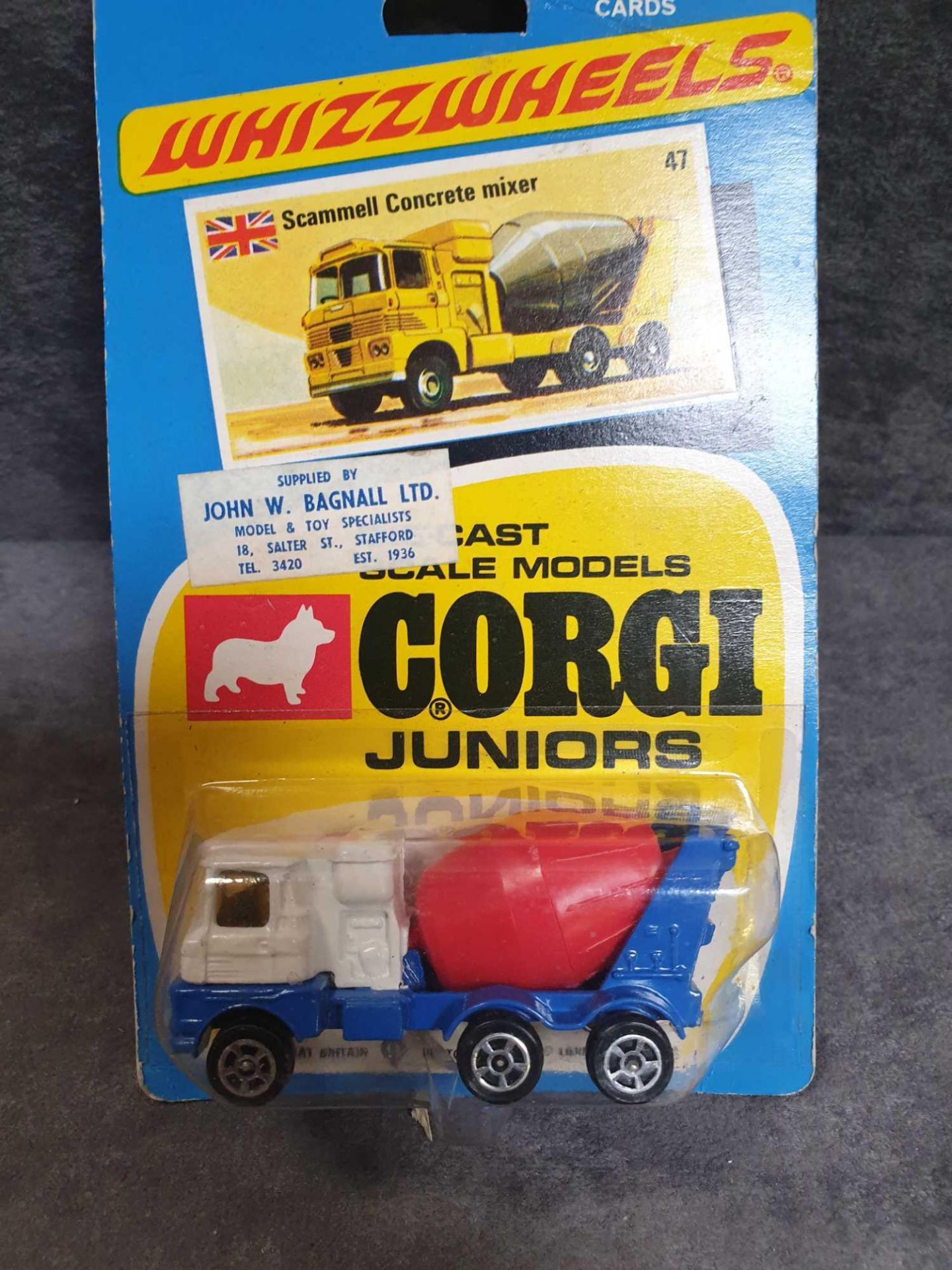 Mint Corgi Diecast Juniors Diecast Model #47 Scammell Concrete Mixer On Blister Card