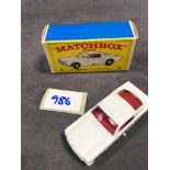 Near Mint Matchbox Series Lesney Diecast #8 Ford Mustang White Body With Red Interior In Excellent