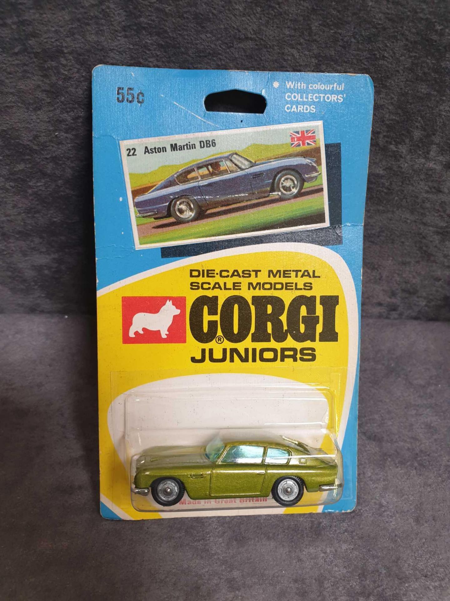 Mint Rarer Colour Corgi Diecast Juniors Diecast Model #22 Aston Martin DB6 In Rarer Metallic Green